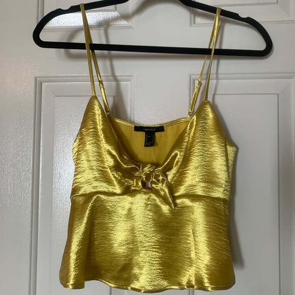 NWT Satin Flounce Bow Cami in Citron, small - Picture 2 of 7